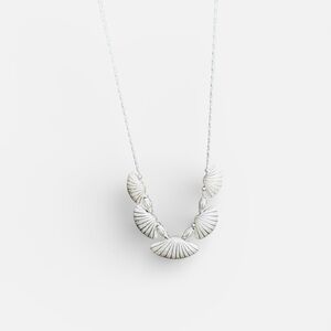 Unique Vintage Silver-Tone Shell Necklace